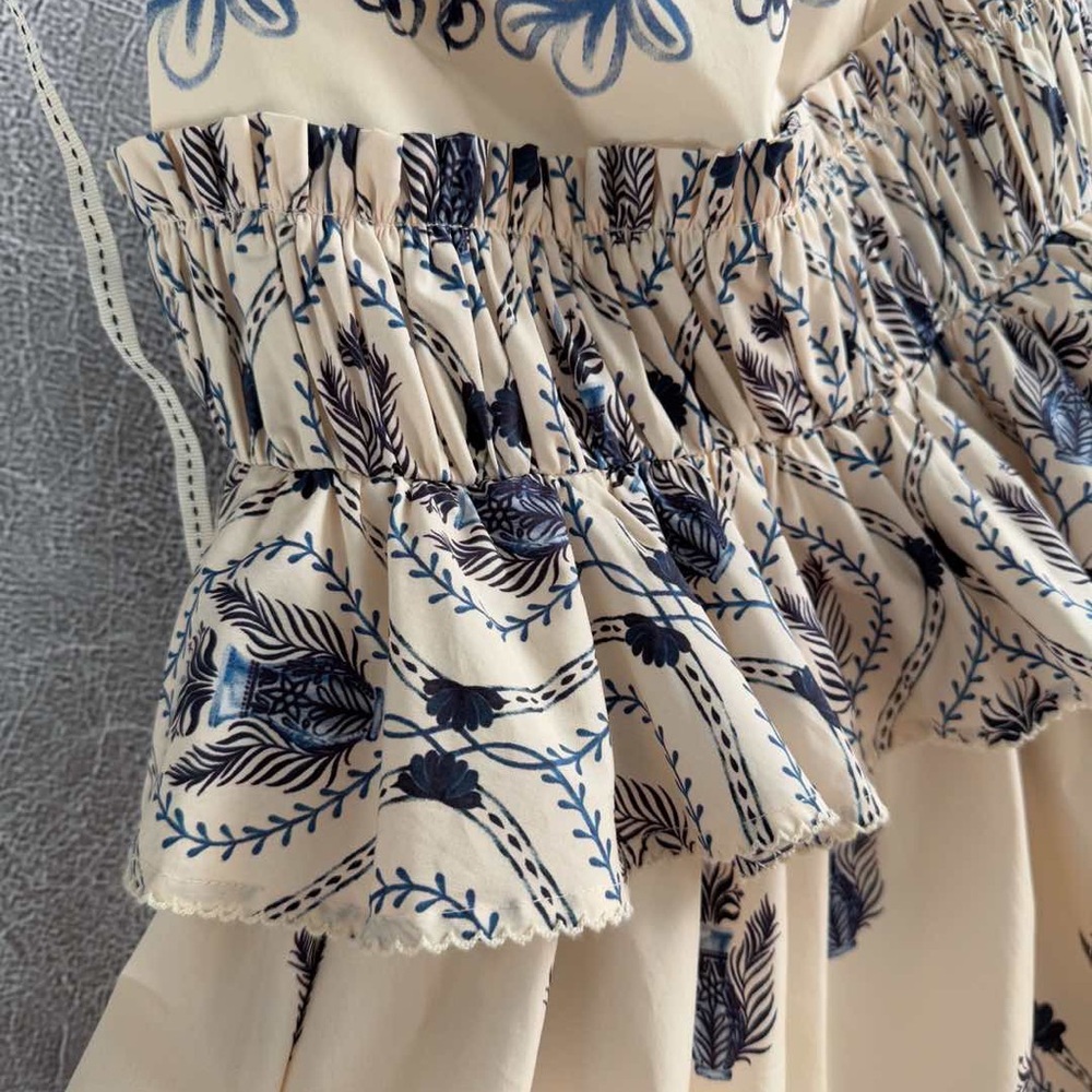 Agua by Agua Bendita Cream Sundress with Navy Embroidery - Picture 5 of 9